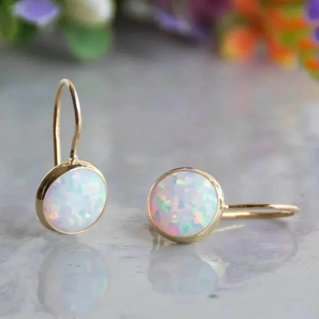 Cory | Antique Opal Glow Gold Earrings