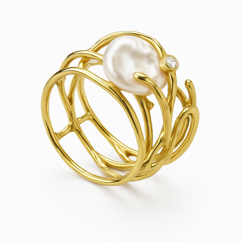 Lunara™ | Women's Delicate Vintage Gold Pearl Ring