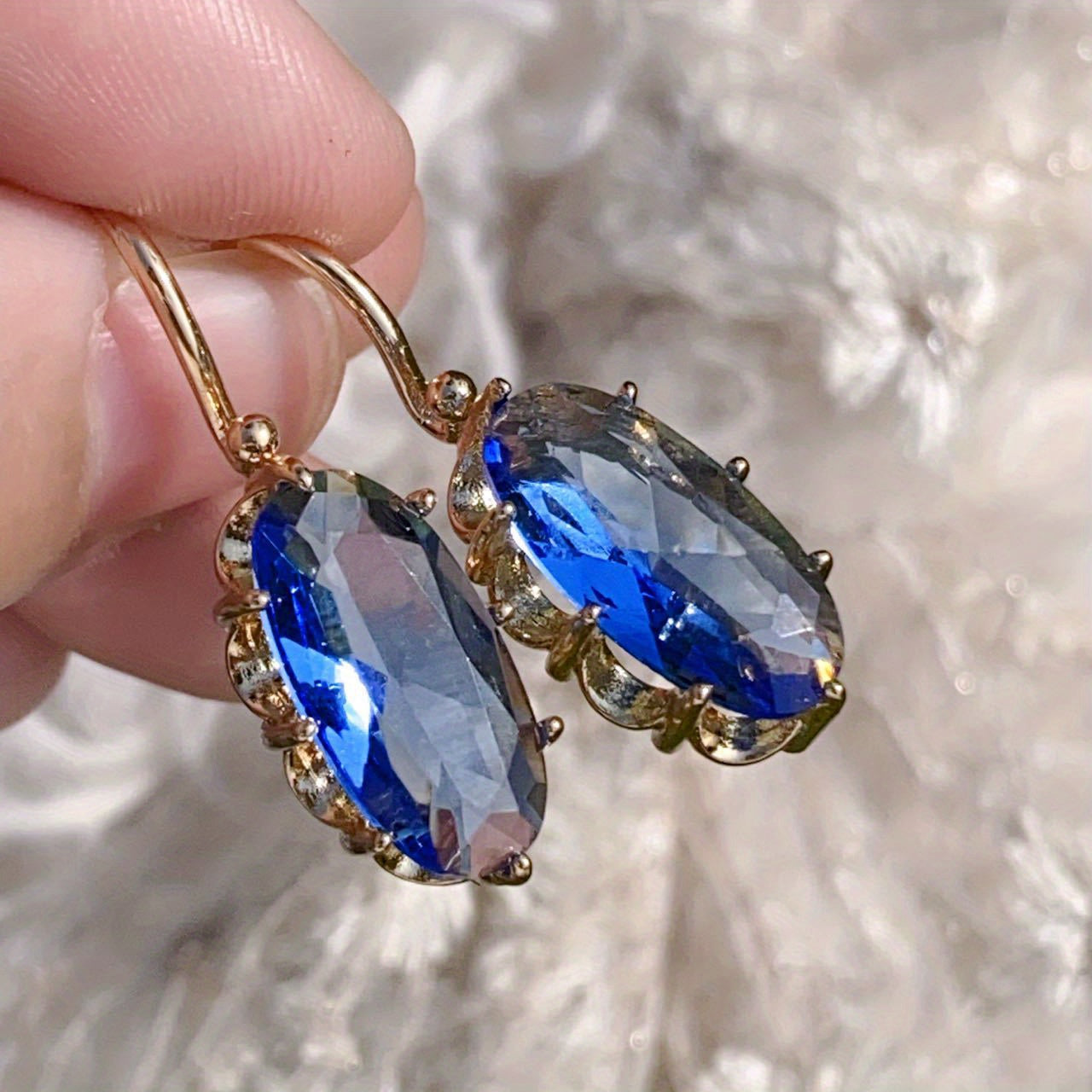 Mist | Golden Blue Bloom Gold Earrings