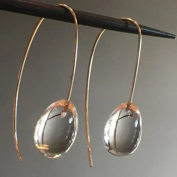 Erny | Antique Grey Crystal Drop Gold Earrings