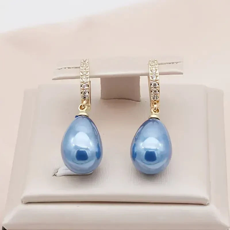 Lila | Blue Ocean Dew Gold Earrings
