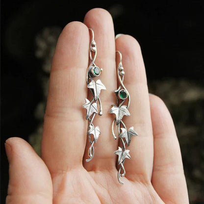 Kazy | Antique Leaf Elf White Gold Earrings
