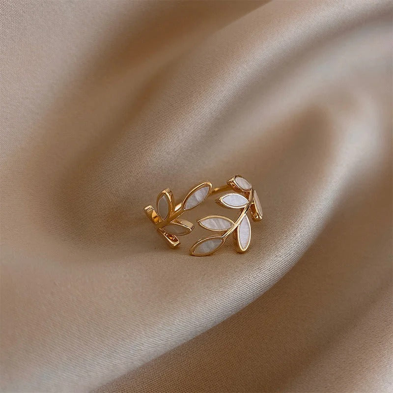 Pure™ | White Opal Leaf Adjustable Ring